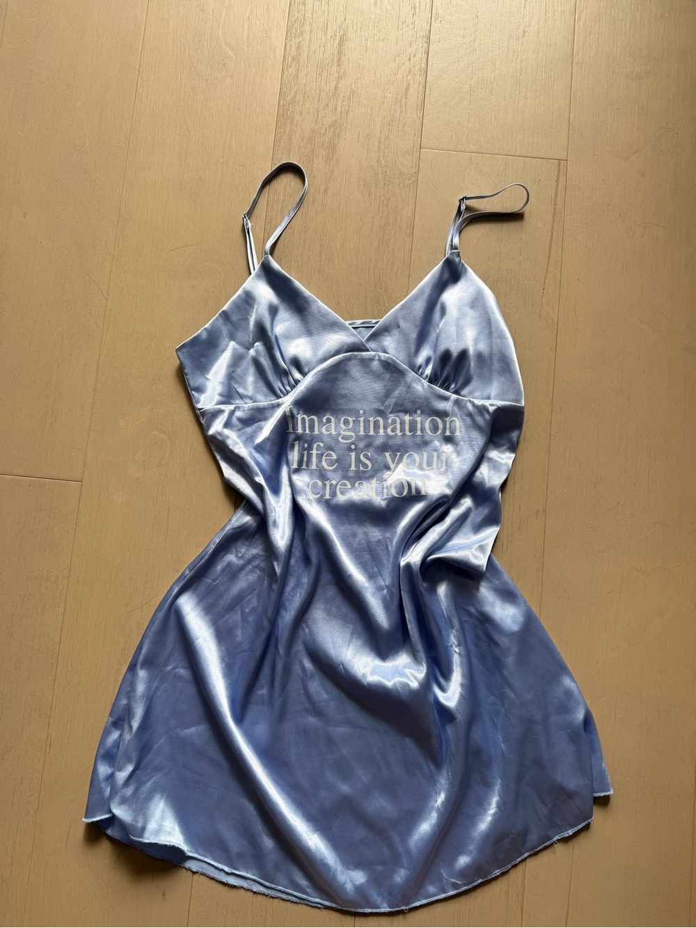 Light Blue Satin Mini Slip Dress from PRAYING